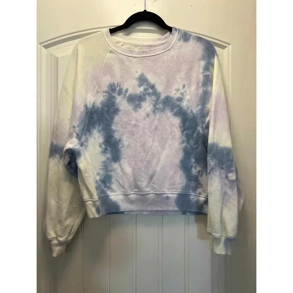 American Eagle Women’s Pastel Soft Tie Dye Pullover Sweatshirt Sz M Blue Purple
